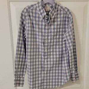 Worn Once Crewcuts Grey And White Big Gingham Button Down Size 8